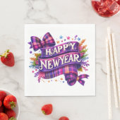 PURPLE HOLIDAY HAPPY NEW YEAR THEME スタンダードランチョンナプキン (インサイチュ)
