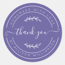 Purple Homemade Thank You Label ラウンドシール