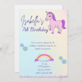 Purple horse and rainbow theme  招待状 (正面/裏面)