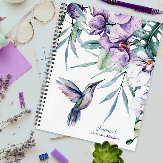 Purple Hummingbird and パーソナライズされた Journal(パープルハミング ノートブック