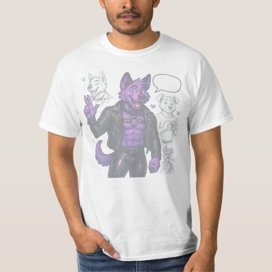 Purple Husky in Leather  Tシャツ (正面)