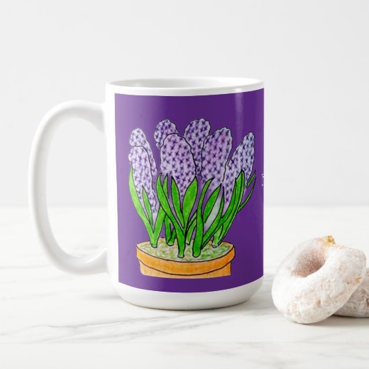 Purple Hyacinths in Planter Royal Purple コーヒーマグカップ (ドーナツ)
