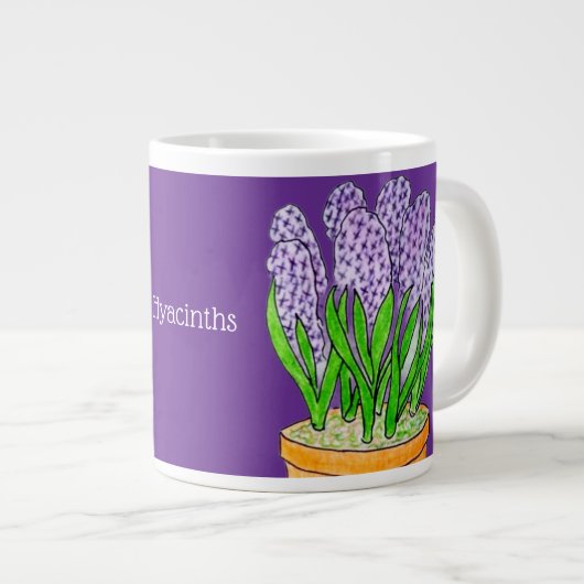 Purple Hyacinths in Planter Royal Purple ジャンボコーヒーマグカップ (正面右)
