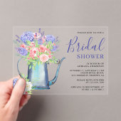 Purple Hydrangea Blush Pink Roses Bridal Shower アクリル招待状 (インサイチュ (ポータブル))