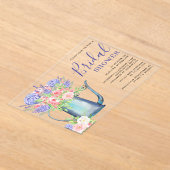 Purple Hydrangea Blush Pink Roses Bridal Shower アクリル招待状 (レイダウン)