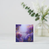 Purple Hydrangea Gold Frame Floral Elegant スクエア名刺 (スタンド正面)