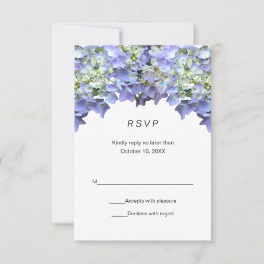 Purple Hydrangea Simple Wedding RSVP (正面)