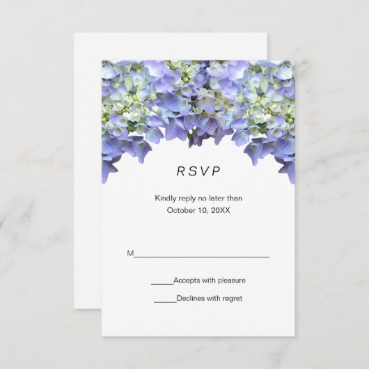Purple Hydrangea Simple Wedding RSVP (正面/裏面)