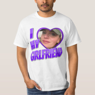 Purple I Love私のガールフレンドの写真Tシャツ Tシャツ