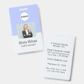 Purple ID Card | Business Logo Employee Photo バッジ (表裏)