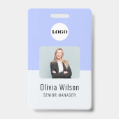 Purple ID Card | Business Logo Employee Photo バッジ (表面)