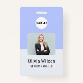Purple ID Card | Business Logo Employee Photo バッジ (正面)