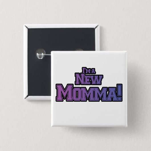 Purple I'm a NewママTシャツとギフト 缶バッジ (正面&裏面)
