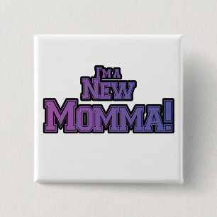 Purple I'm a NewママTシャツとギフト 缶バッジ