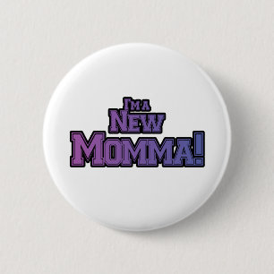 Purple I'm a NewママTシャツとギフト 缶バッジ