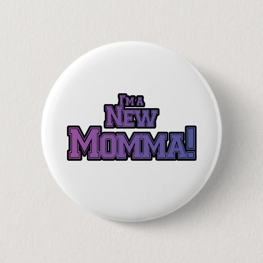 Purple I'm a NewママTシャツとギフト 缶バッジ (正面)