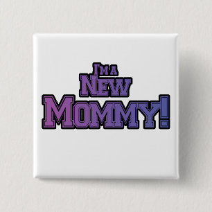 Purple I'm A New Mommy T-shirts and Gives 缶バッジ
