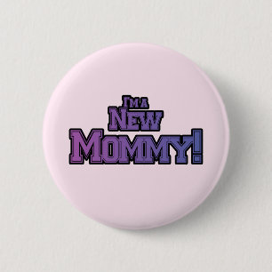 Purple I'm A New Mommy T-shirts and Gives 缶バッジ