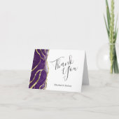 Purple Ink Gold Wedding Thank You Card カード (正面)