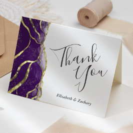 Purple Ink Gold Wedding Thank You Card カード