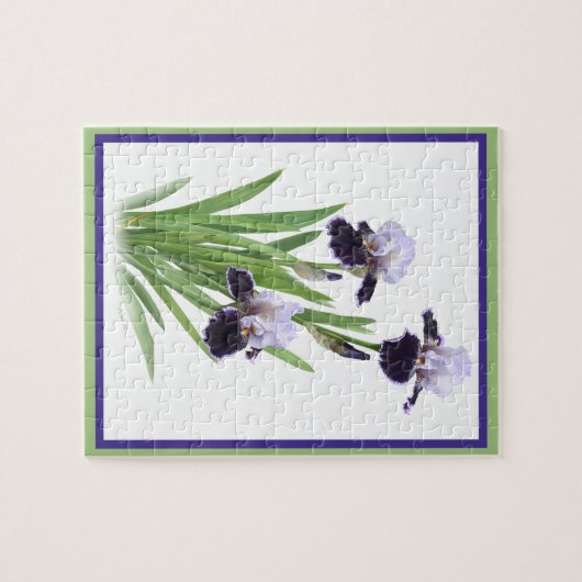 Purple Iris Botanical Art ジグソーパズル (横)