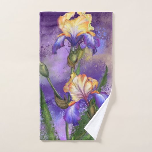 Purple Iris Flower Bath Towel Set - Painting バスタオルセット (ハンドタオル)