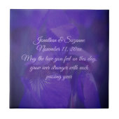 Purple Iris Flower Personalized Wedding タイル (正面)