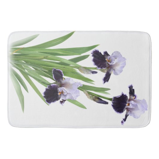 Purple Iris Flowers Botanical Art バスマット (正面)