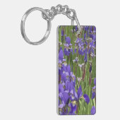 Purple Iris Flowers Nature Plants Photography キーホルダー (正面左)