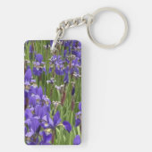 Purple Iris Flowers Nature Plants Photography キーホルダー (裏面)