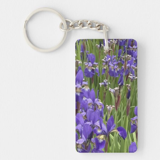Purple Iris Flowers Nature Plants Photography キーホルダー (正面)