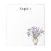 Purple Iris Flowers Vase Personalized Name ノートパッド (正面)