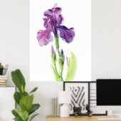 Purple Iris in Light Watercolor ポスター (ホームオフィス)