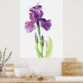 Purple Iris in Light Watercolor ポスター (キッチン)