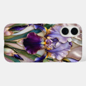 Purple Iris iPhone Case Elegant Stained Glass Case-Mate iPhoneケース (裏面 (横))