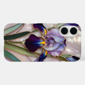 Purple Iris iPhone Case Stained Glass Elegant Case-Mate iPhoneケース (裏面 (横))