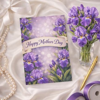 Purple Iris Mother’s Day Greeting Design シーズンカード
