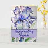 Purple Iris Watercolor Flower Floral Birthday カード (黄色い花)