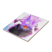 Purple Iris Watercolor Flower Floral Birthday タイル (側面)
