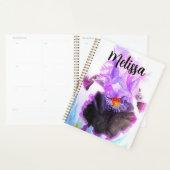 Purple Iris Watercolor Flower Floral Birthday プランナー手帳 (ディスプレー)