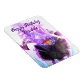 Purple Iris Watercolor Flower Floral Birthday マグネット (右側)