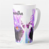 Purple Iris Watercolor Flower Floral Painting カフェラテマグ (右アングル)
