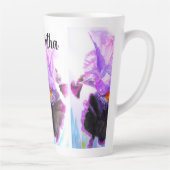 Purple Iris Watercolor Flower Floral Painting カフェラテマグ (右)