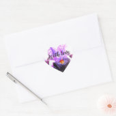Purple Iris Watercolor Flower Floral With love ハートシール (封筒)