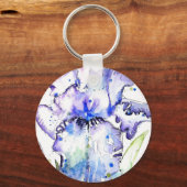 Purple Irise Watercolor Irises Blue Wedding キーホルダー (裏面)
