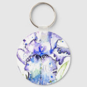 Purple Irise Watercolor Irises Blue Wedding キーホルダー (裏面)