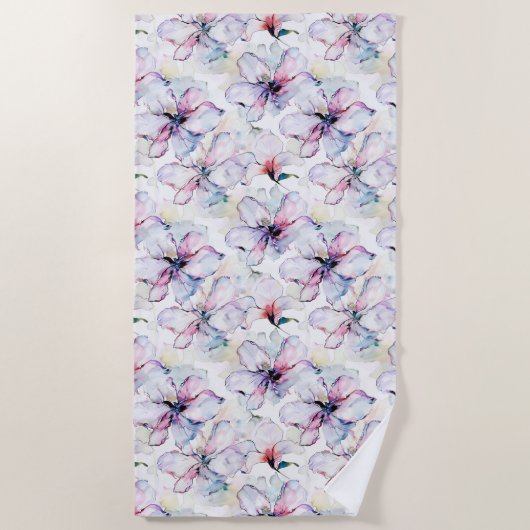 Purple Island Flowers ビーチタオル (正面)