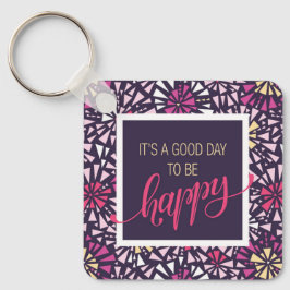 Purple It's Good Day to Be Happy抽象芸術 キーホルダー