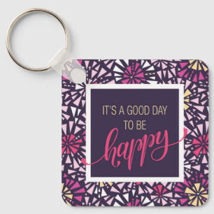 Purple It's Good Day to Be Happy抽象芸術 キーホルダー