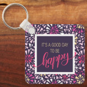 Purple It's Good Day to Be Happy抽象芸術 キーホルダー (正面)